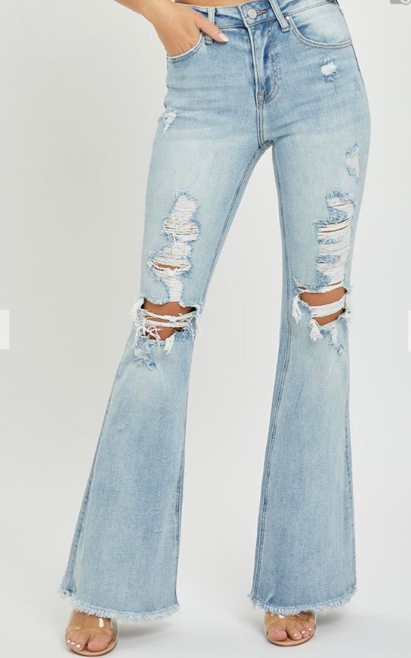 Risen Jean distressed light wash