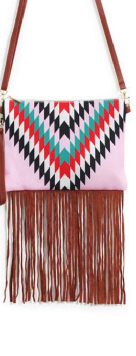 Western Aztec Fringe Crossbody Bag