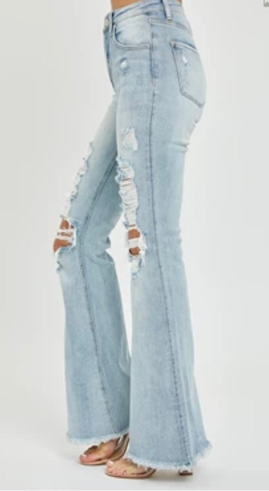 Risen Jean distressed light wash