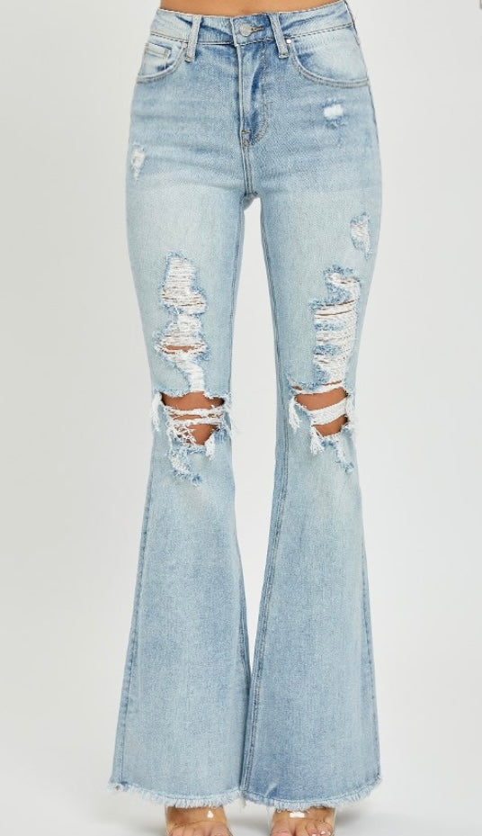 Risen Jean distressed light wash