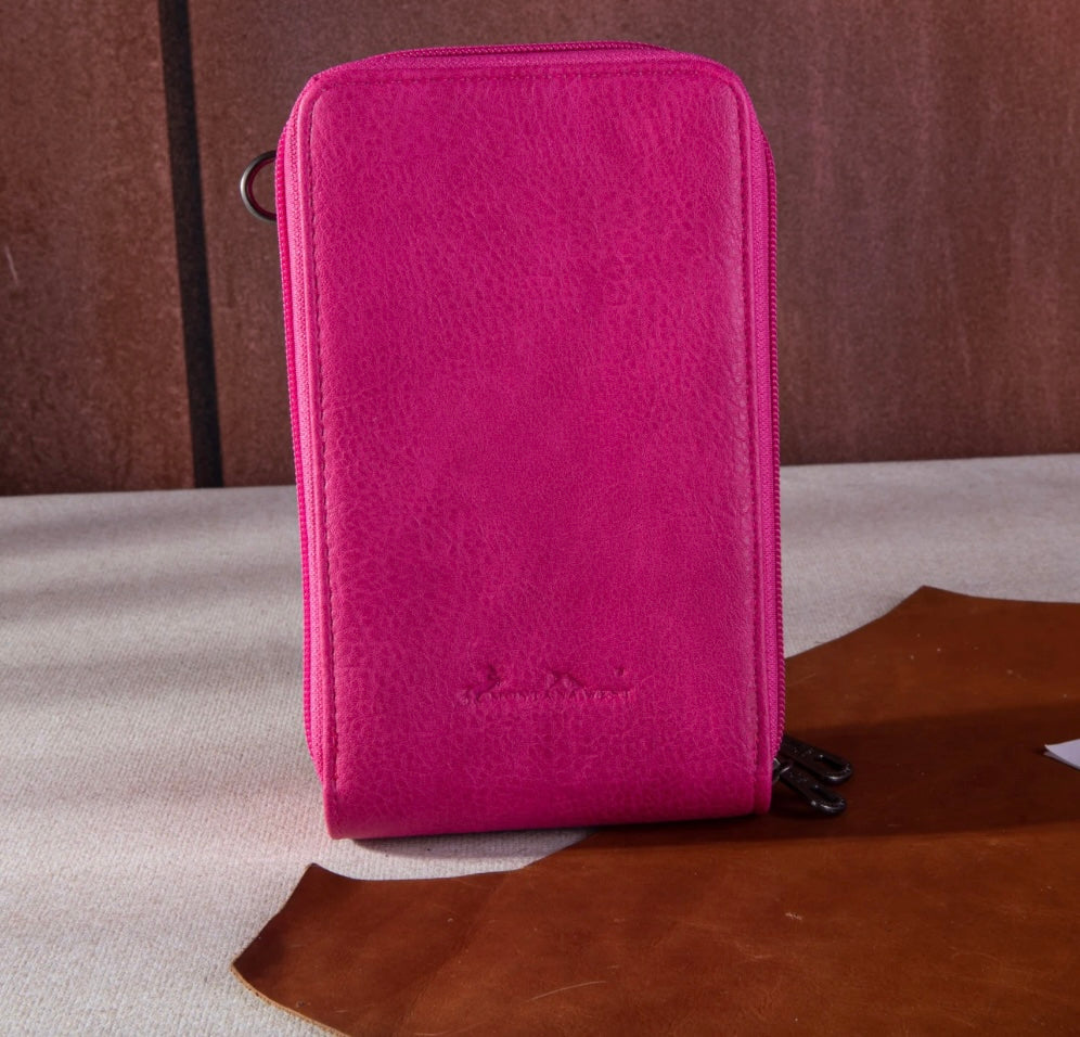 embroidered phone wallet brings Aztec vibes and on-the-go!