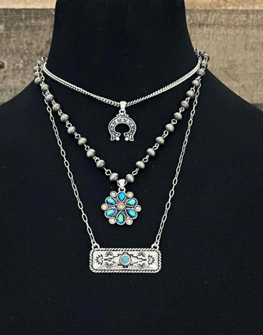 Western Aztec Layered Necklace