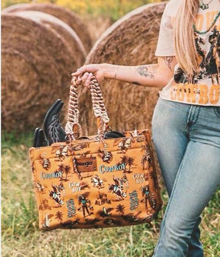 Western Retro Wide Shoulder Bag