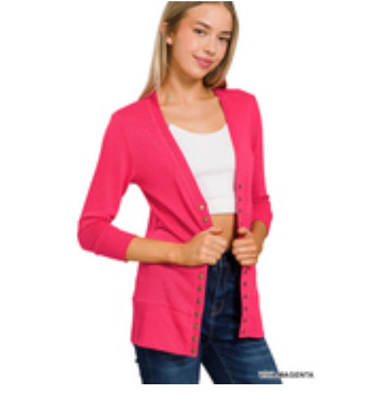 Snap button Cardigan 3/4 sleeve