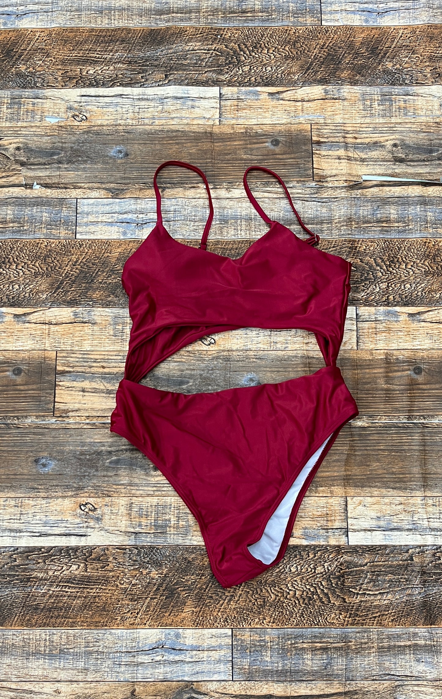Burgundy one piece swim suit