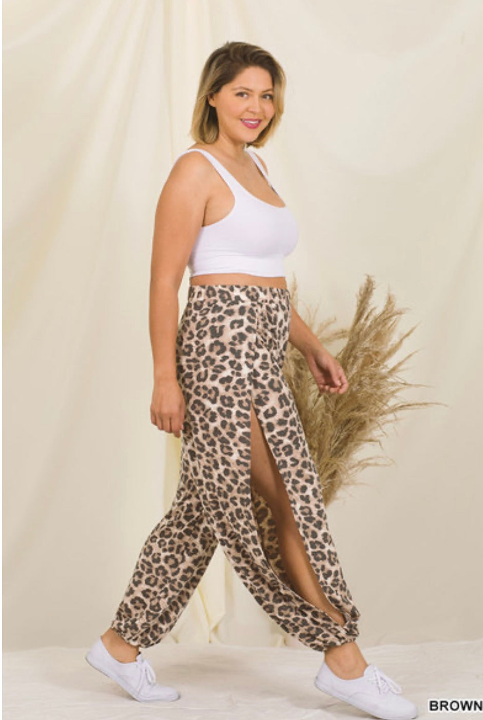 Leopard split pants