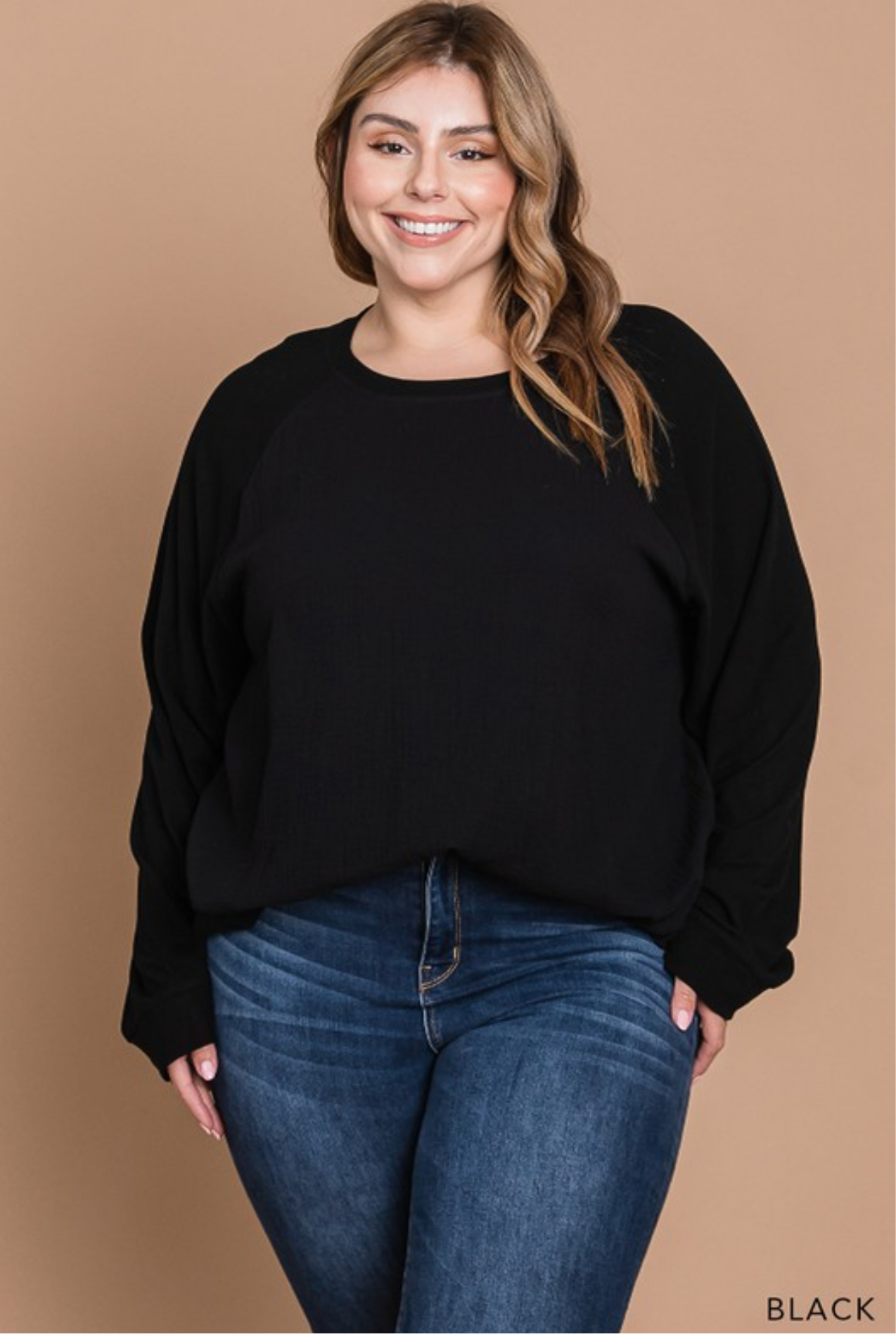 Cotton Gauze top black curvy