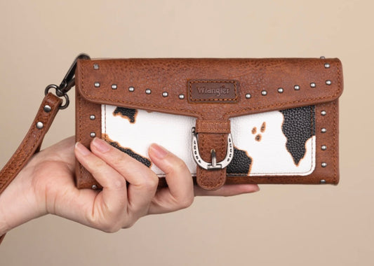 Western cow print wristlet