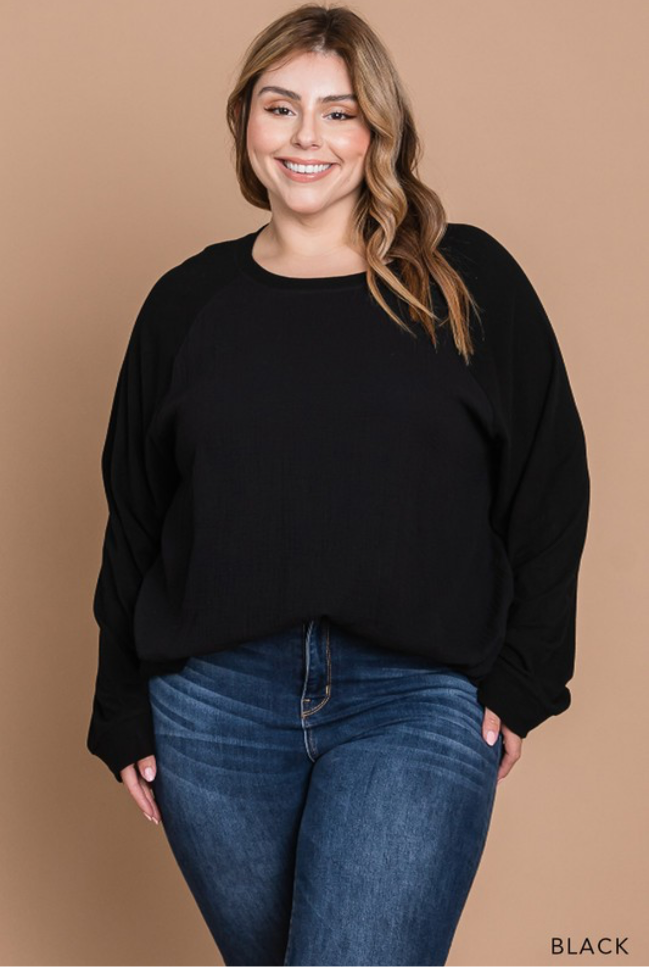 Cotton Gauze top black curvy