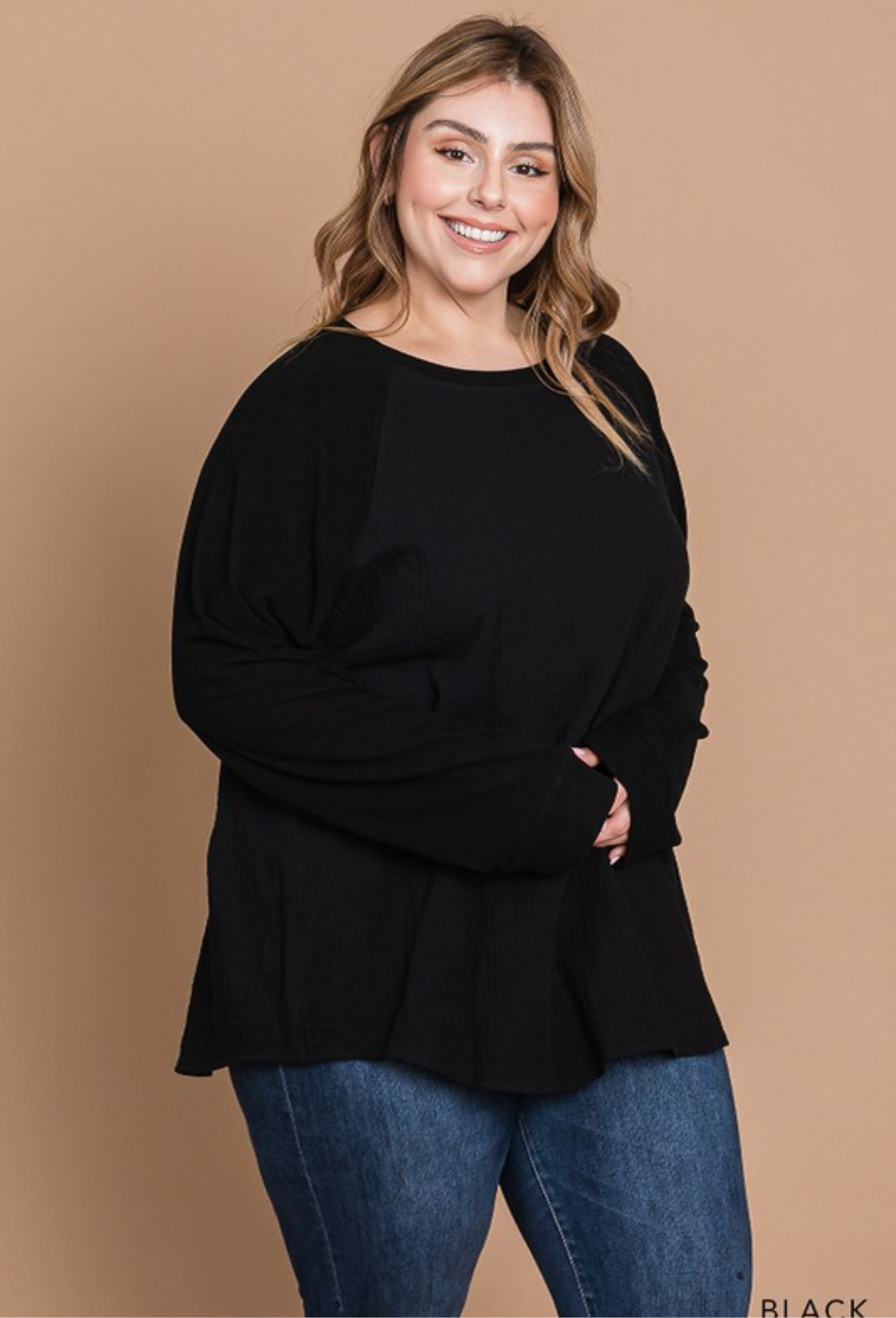 Cotton Gauze top black curvy