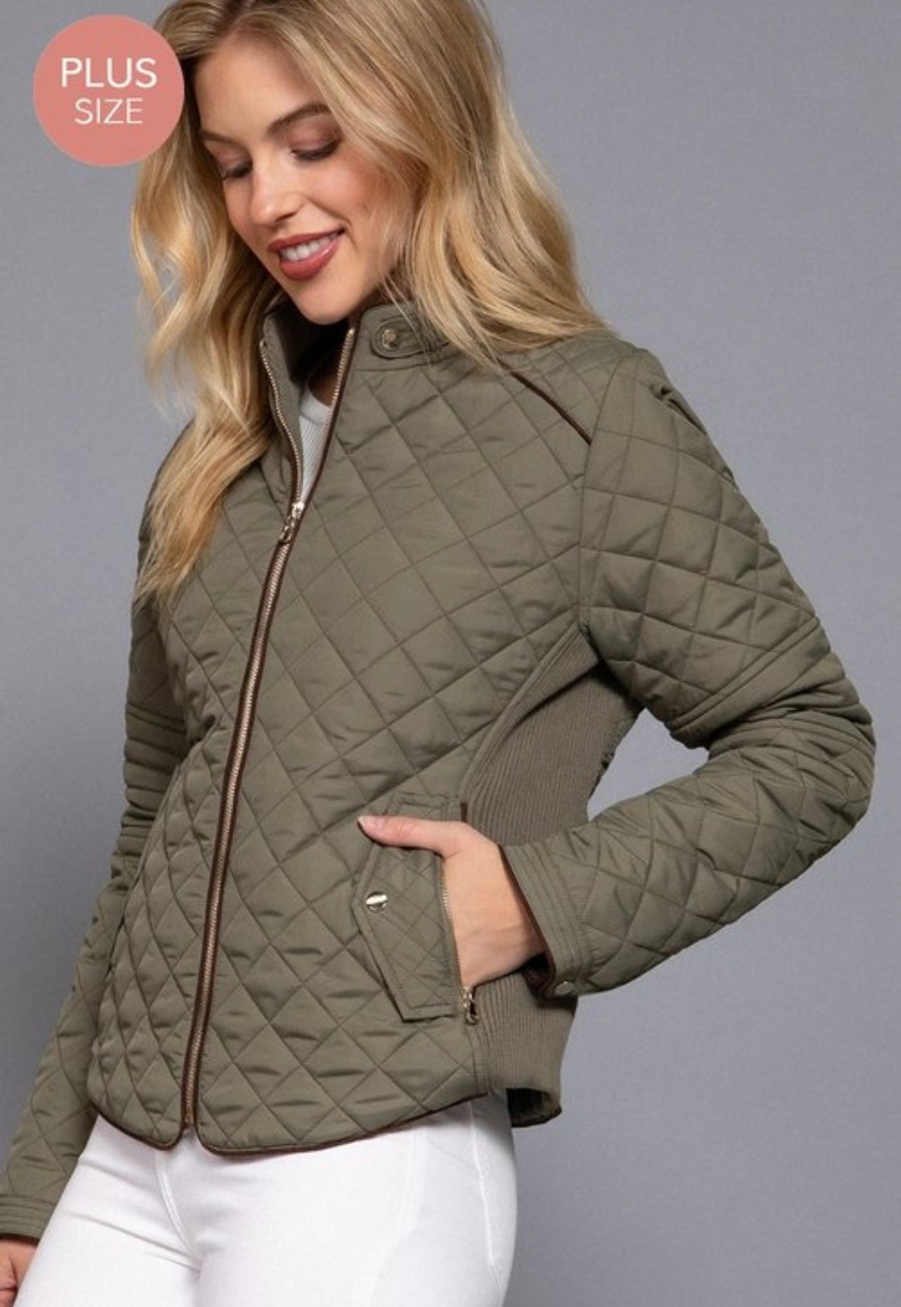 Olive Green Quilted padded jacket