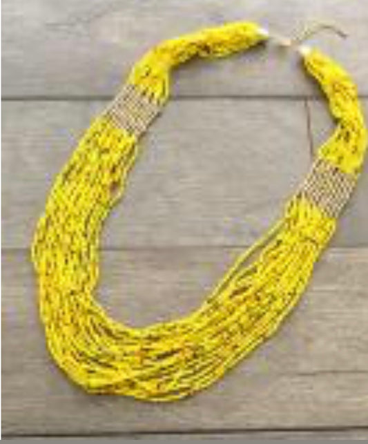 Yellow beaded necklace