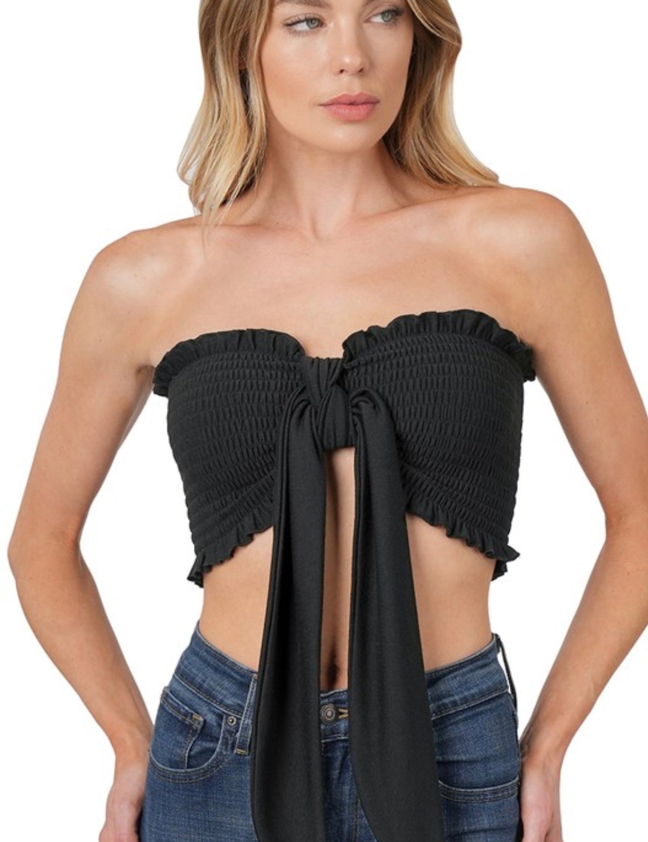 Soft French Terry tie smock tube top