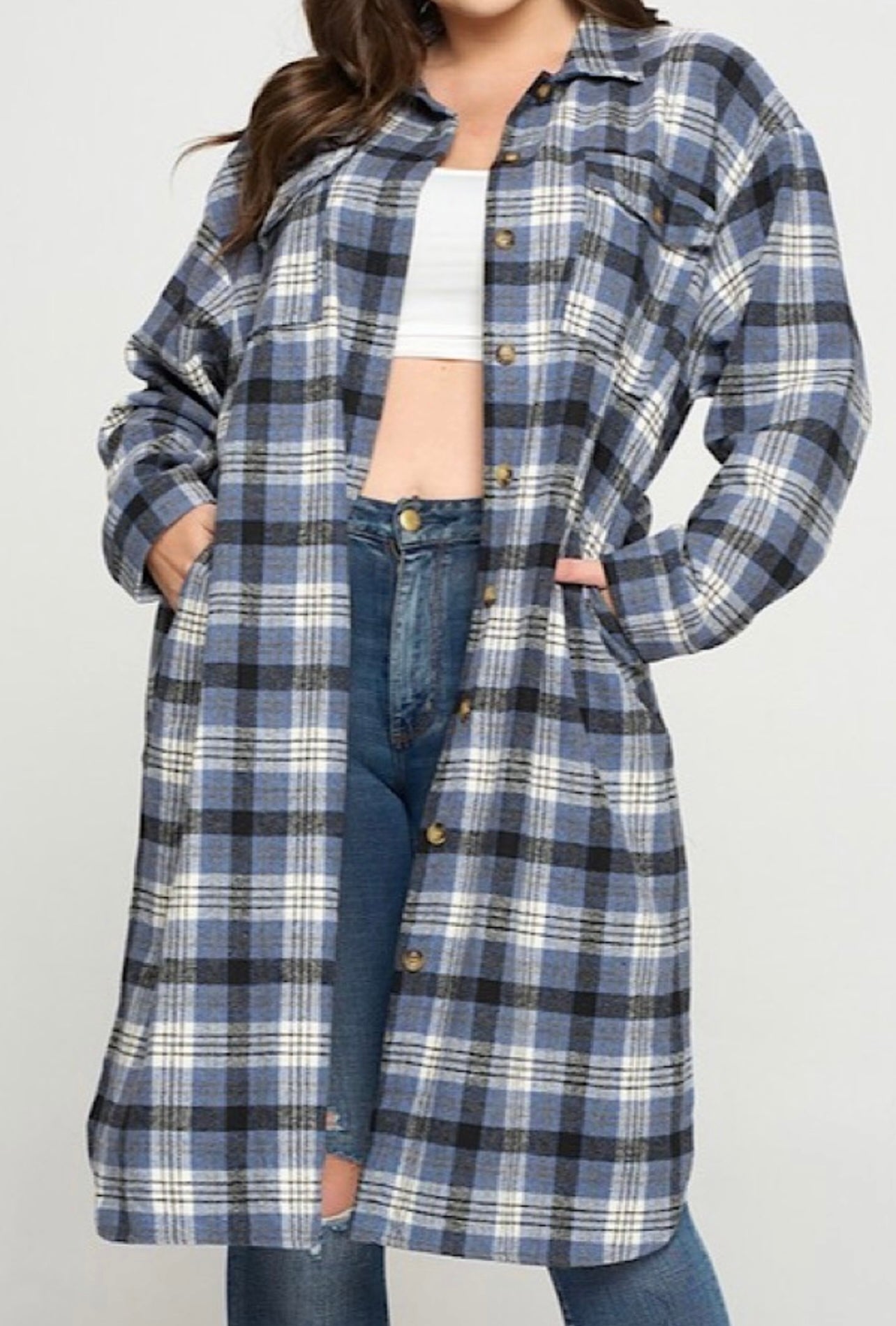 Blue plaid shacket