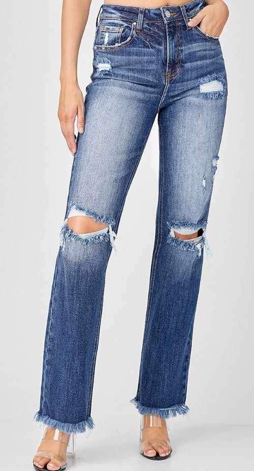 Risen Distressed curvy jeans