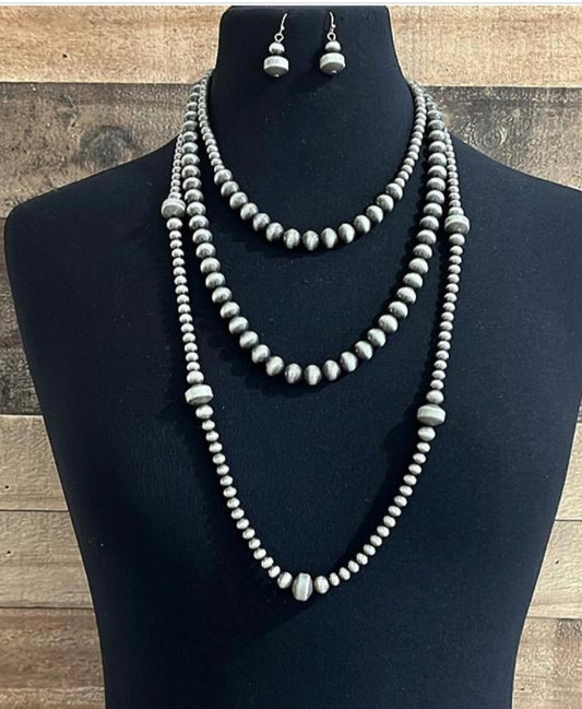 Western Navajo Pearl Layered Necklace set