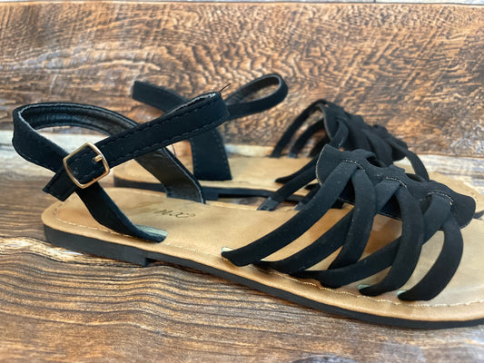 Black Sandals Flat with strap (carmen)