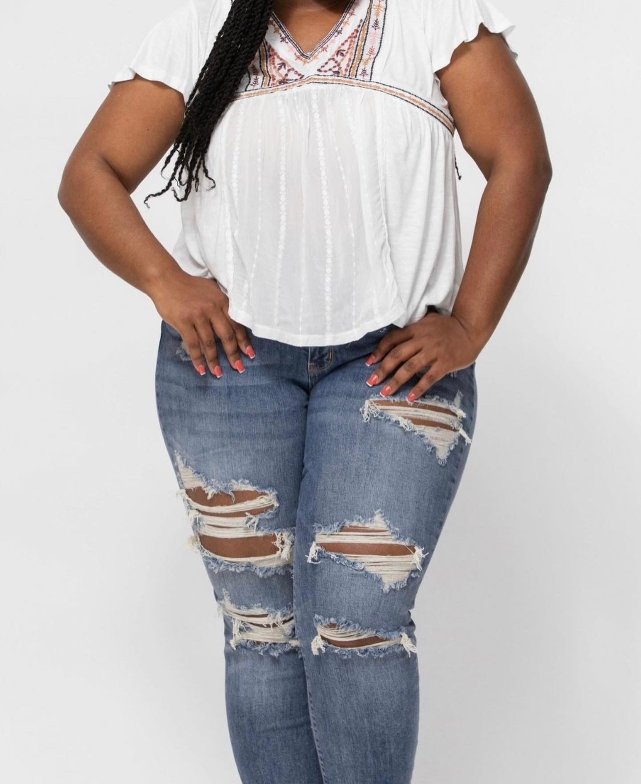 Judy Blue Jeans Curvy distressed Boyfriend fit