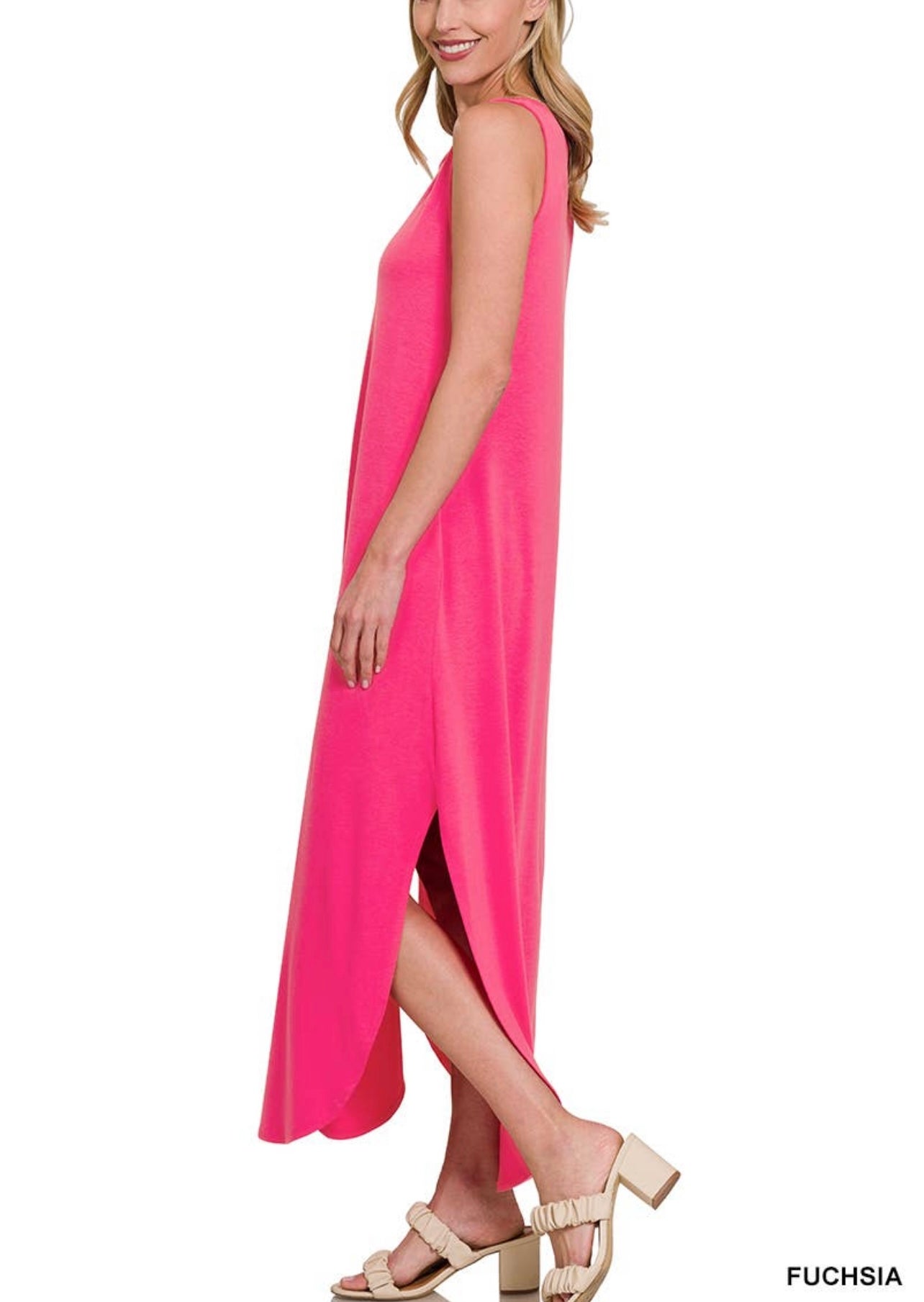 Sleeveless maxi dress side slit