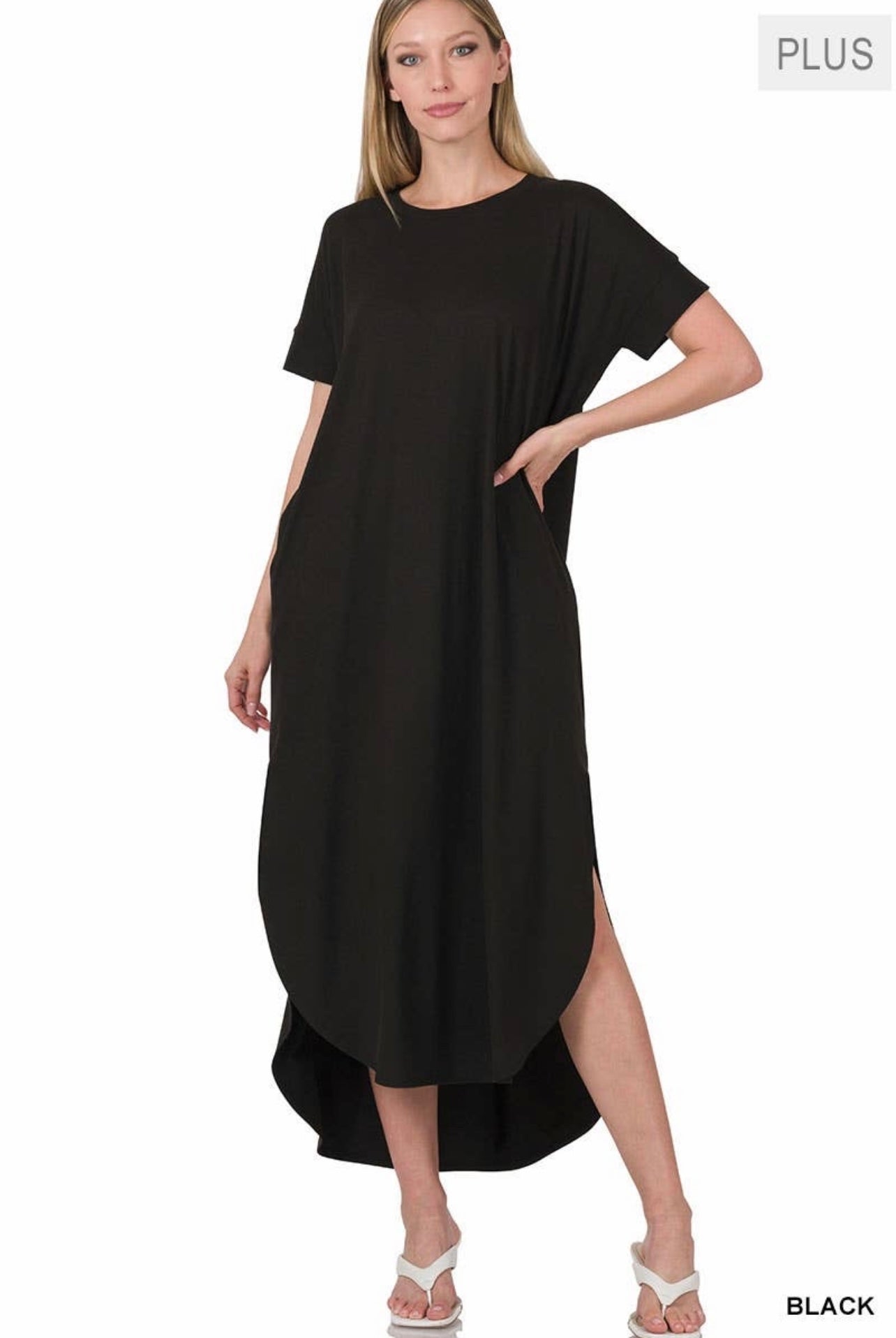 Plus size short sleeve maxi dress