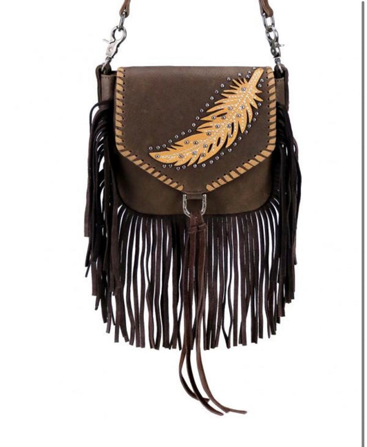 Montana West cross over fringe purse